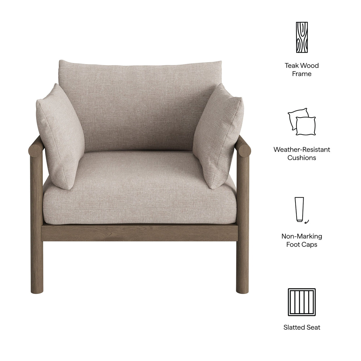 Eleni Outdoor Teak Wood Armchair