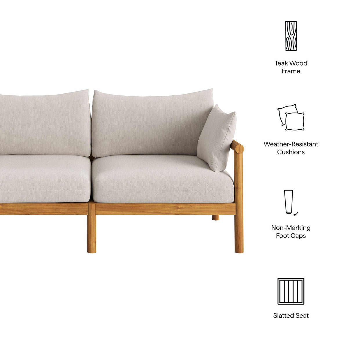Eleni Outdoor Teak Wood Loveseat
