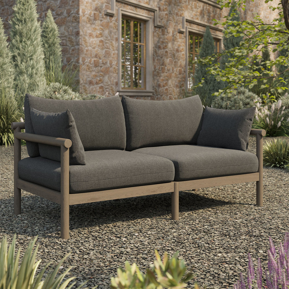 Eleni Outdoor Teak Wood Loveseat