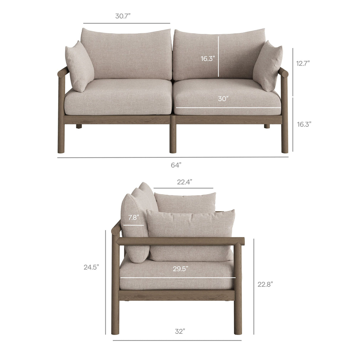 Eleni Outdoor Teak Wood Loveseat