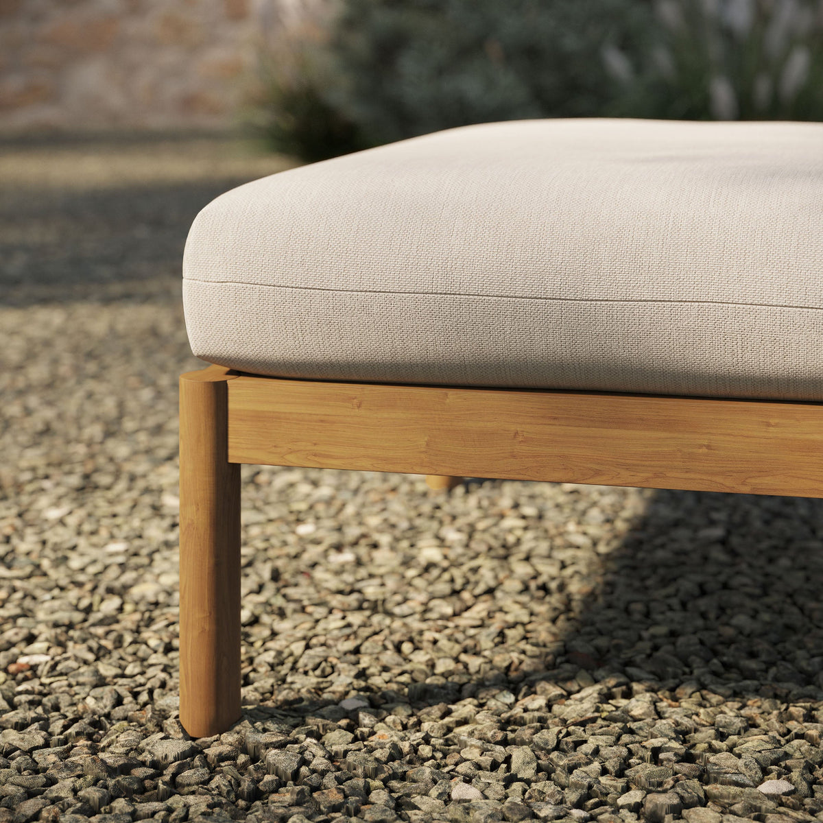 Eleni Square Outdoor Teak Wood Ottoman