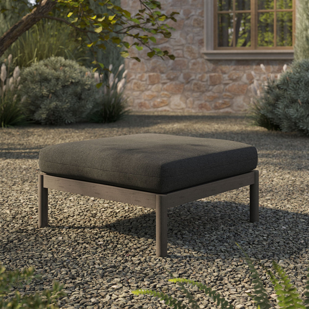 Eleni Square Outdoor Teak Wood Ottoman