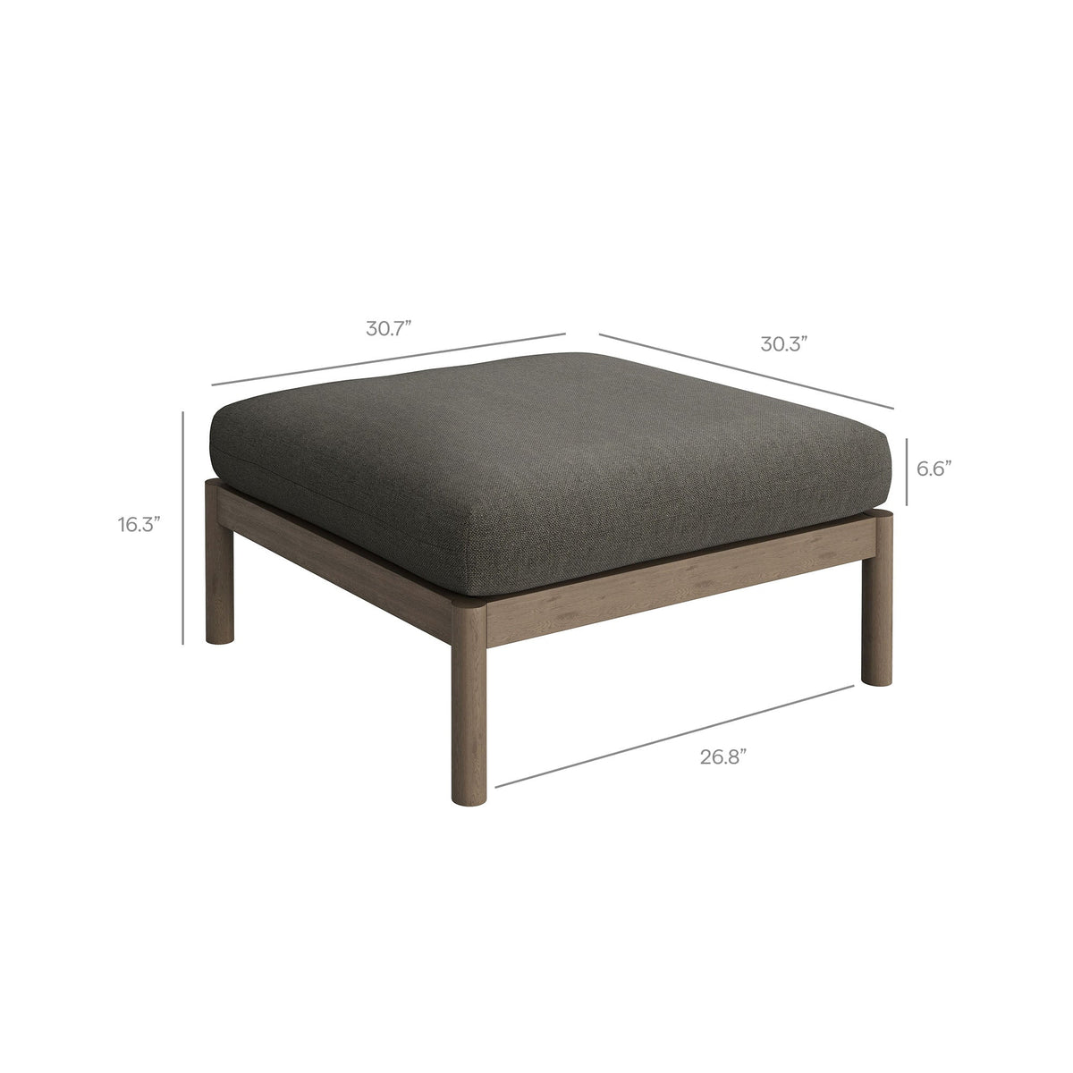 Eleni Square Outdoor Teak Wood Ottoman