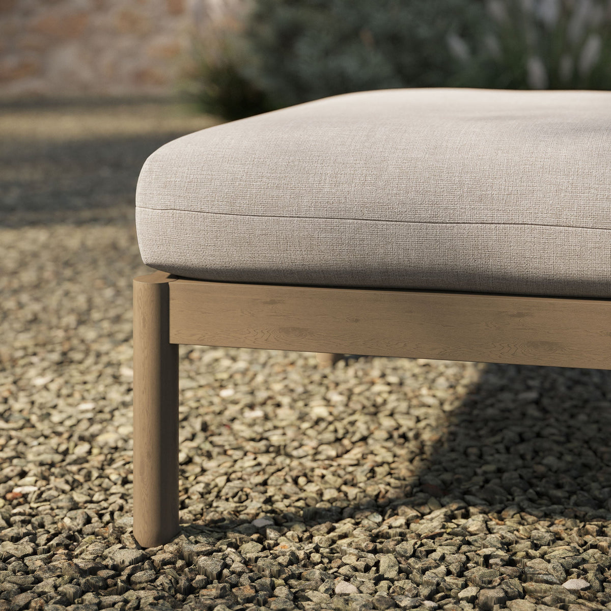 Eleni Square Outdoor Teak Wood Ottoman