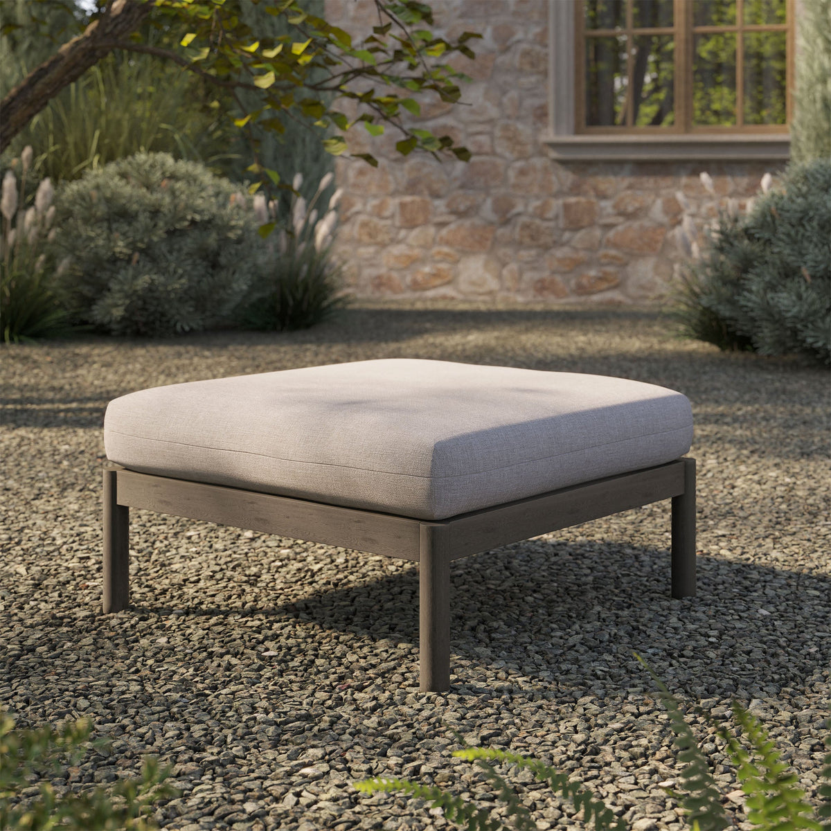Eleni Square Outdoor Teak Wood Ottoman