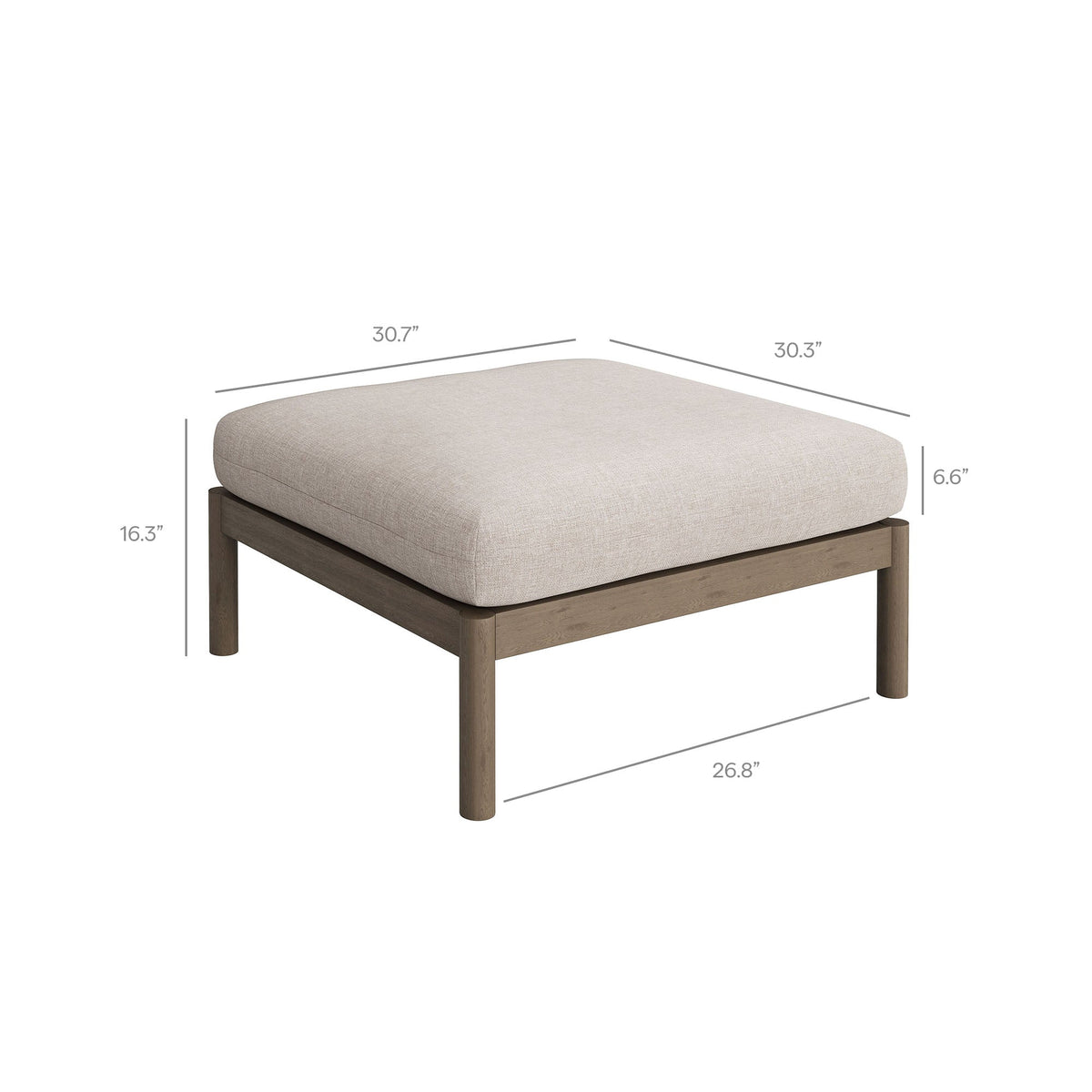 Eleni Square Outdoor Teak Wood Ottoman