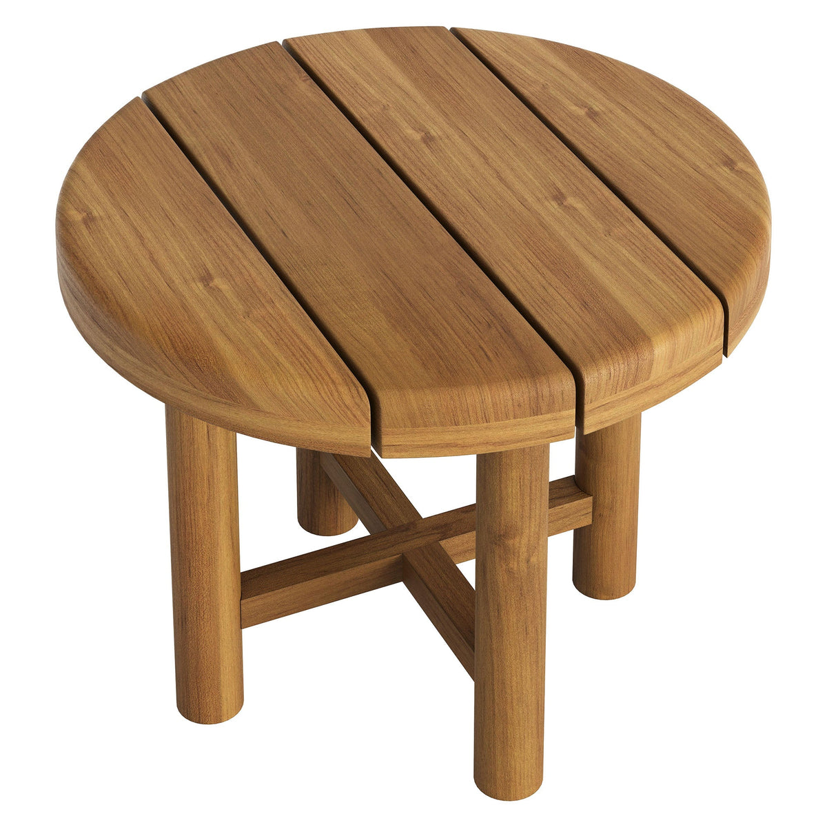Eleni 20-Inch Round Outdoor Teak Wood Side Table