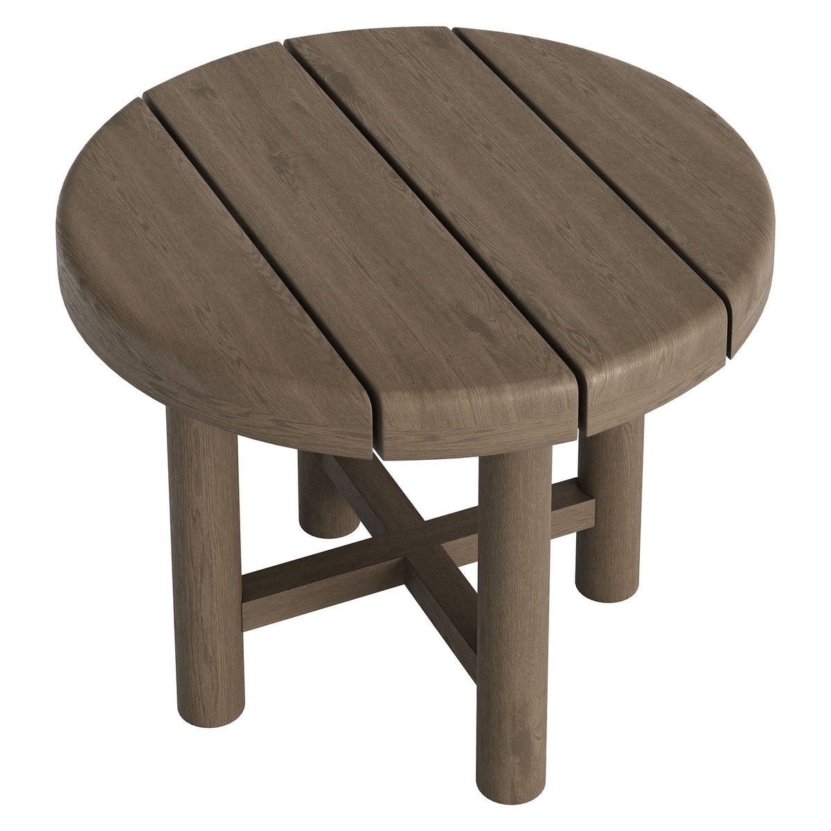 Eleni 20-Inch Round Outdoor Teak Wood Side Table