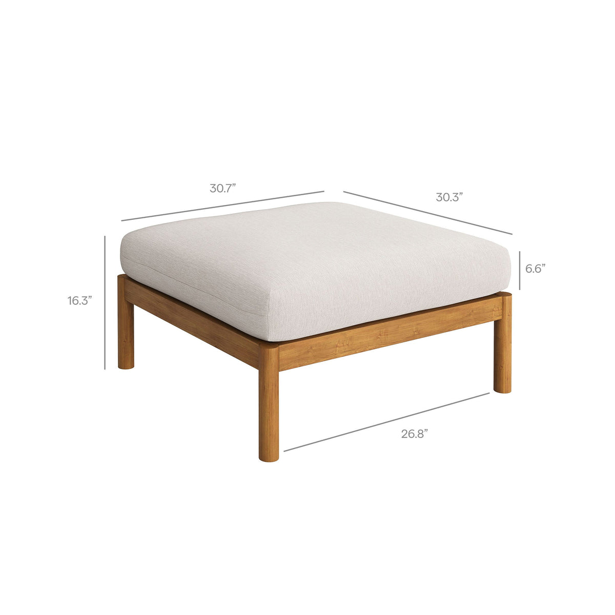 Eleni 2-Piece Outdoor Teak Wood Armchair and Ottoman Set