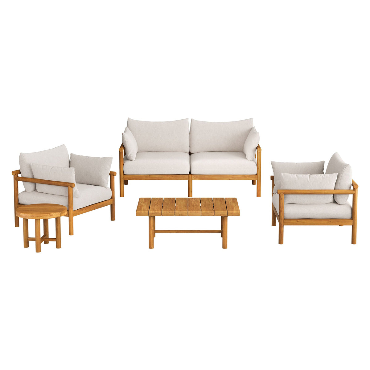 Eleni 5-Piece Outdoor Teak Wood Furniture Set