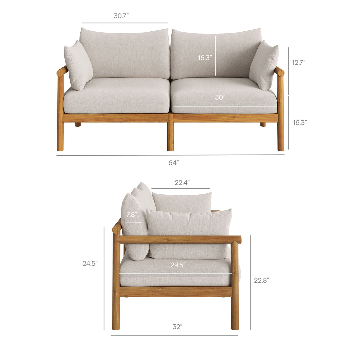Eleni 5-Piece Outdoor Teak Wood Furniture Set