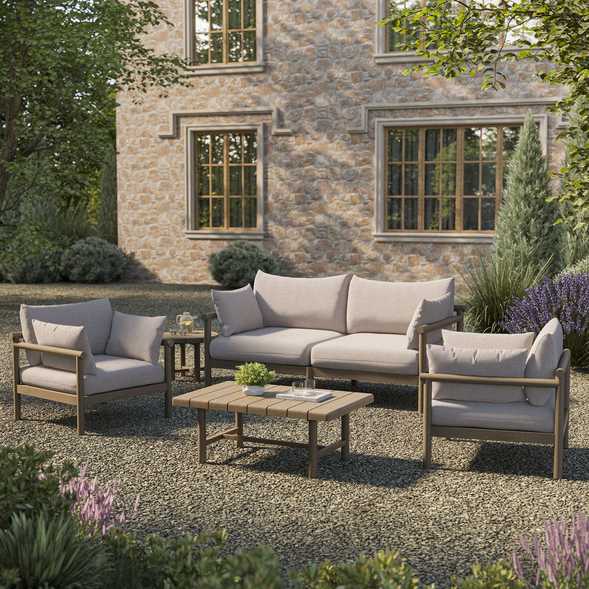 Eleni 5-Piece Outdoor Teak Wood Furniture Set