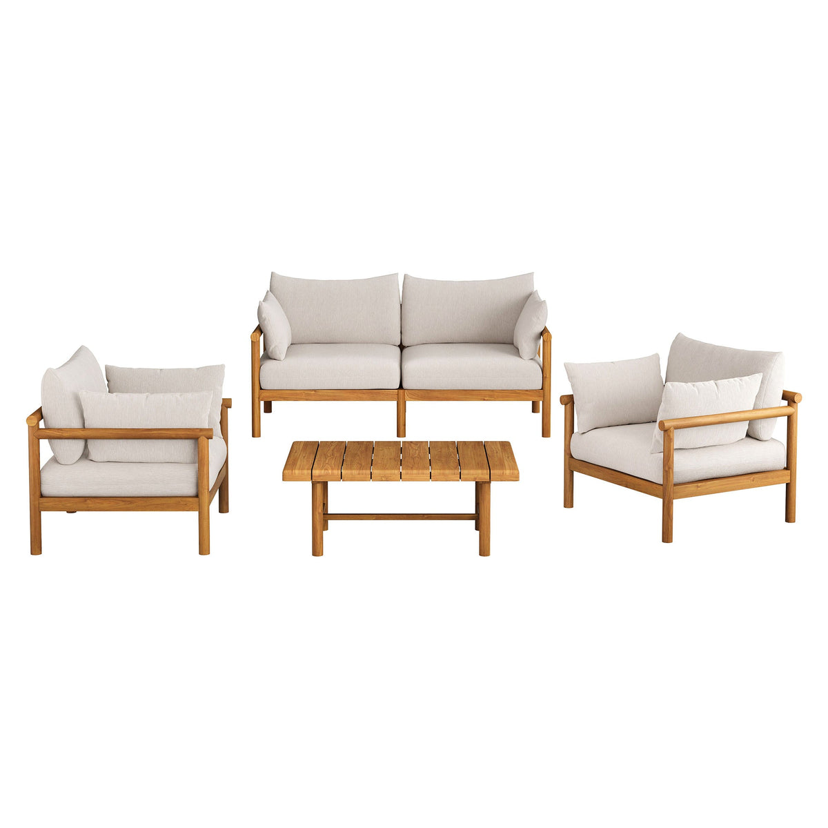 Eleni 4-Piece Outdoor Teak Wood Sofa Set
