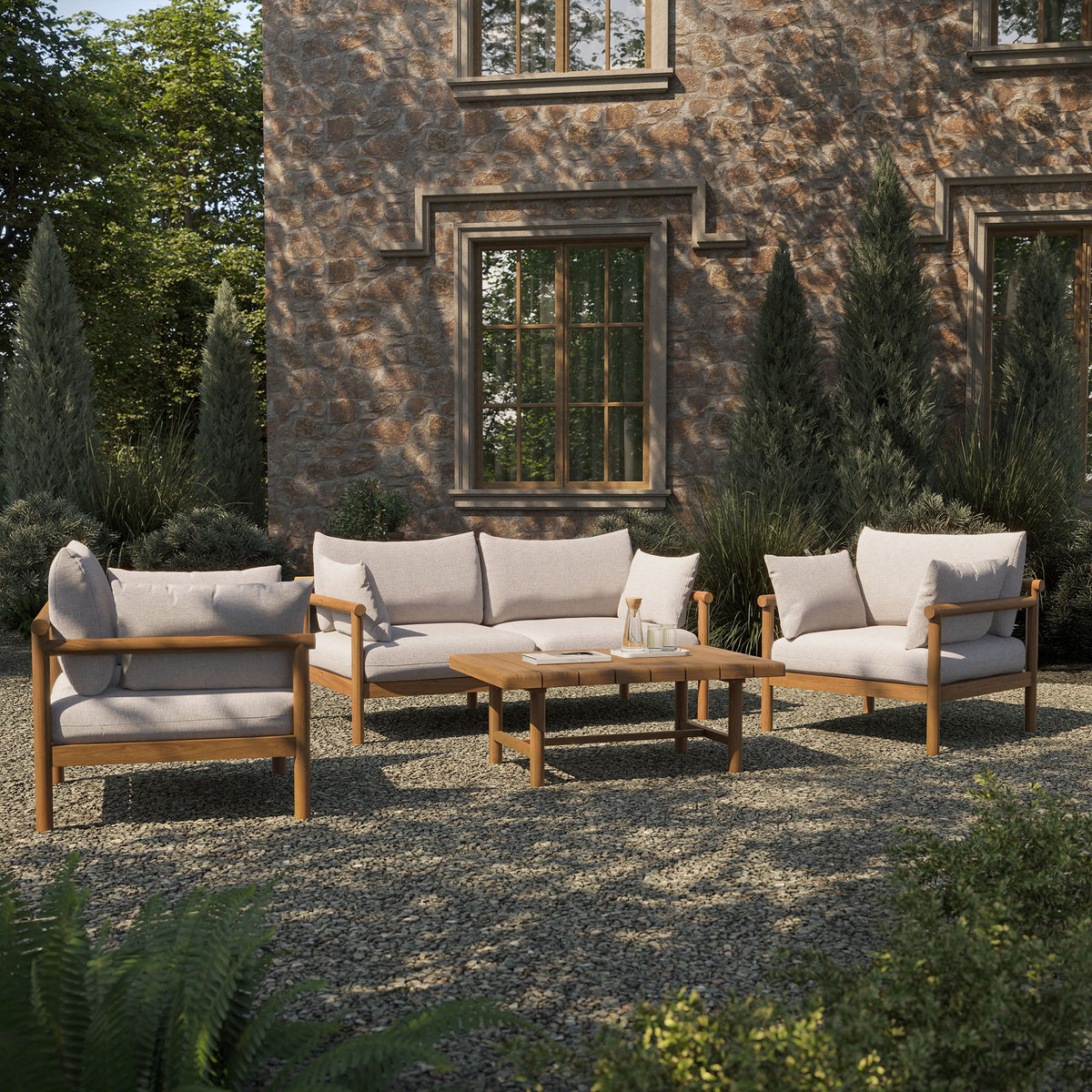 Eleni 4-Piece Outdoor Teak Wood Sofa Set