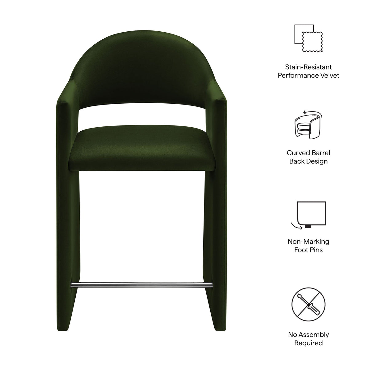 Talia 37 Inch Performance Velvet Counter Stool