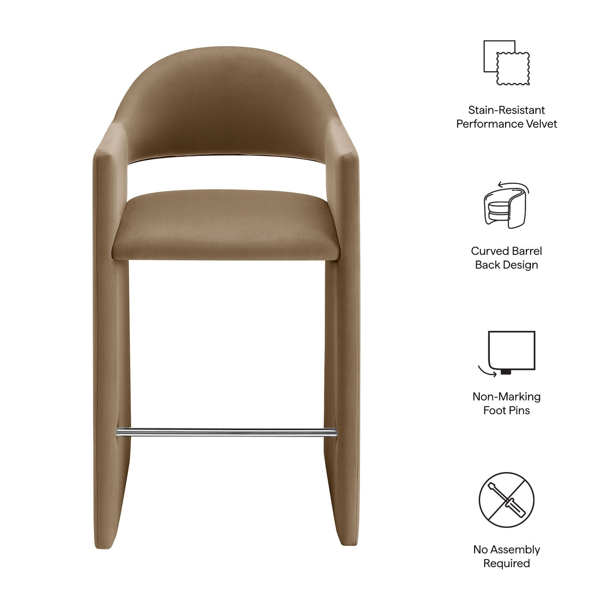 Talia 41 Inch Performance Velvet Bar Stool