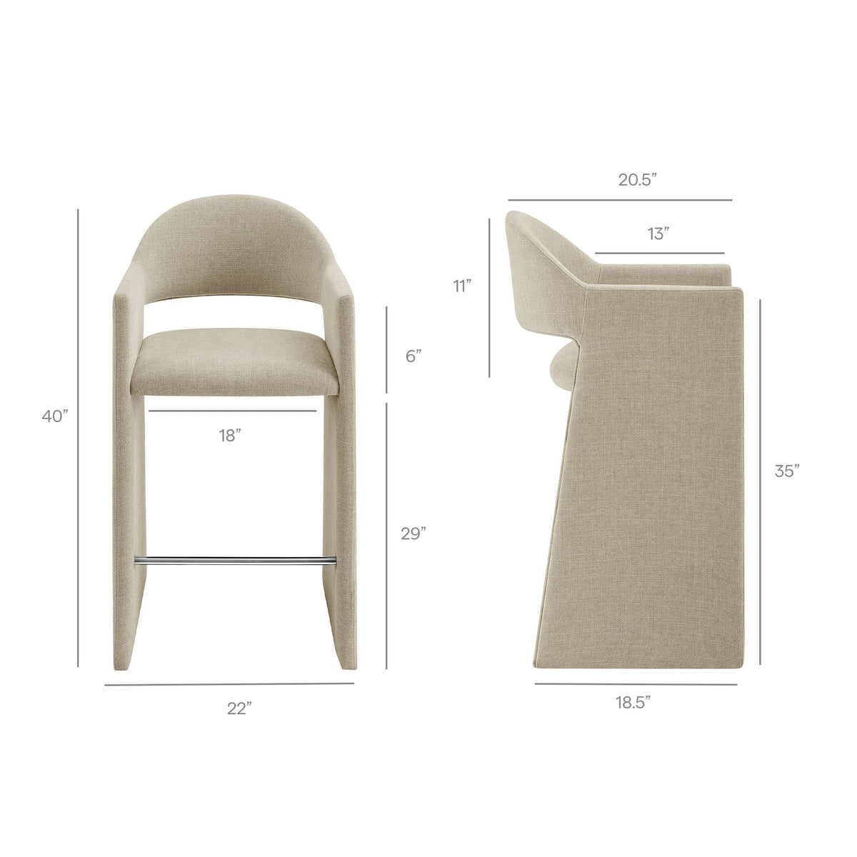 Talia 41 Inch 41 Inch Upholstered Fabric Bar Stool