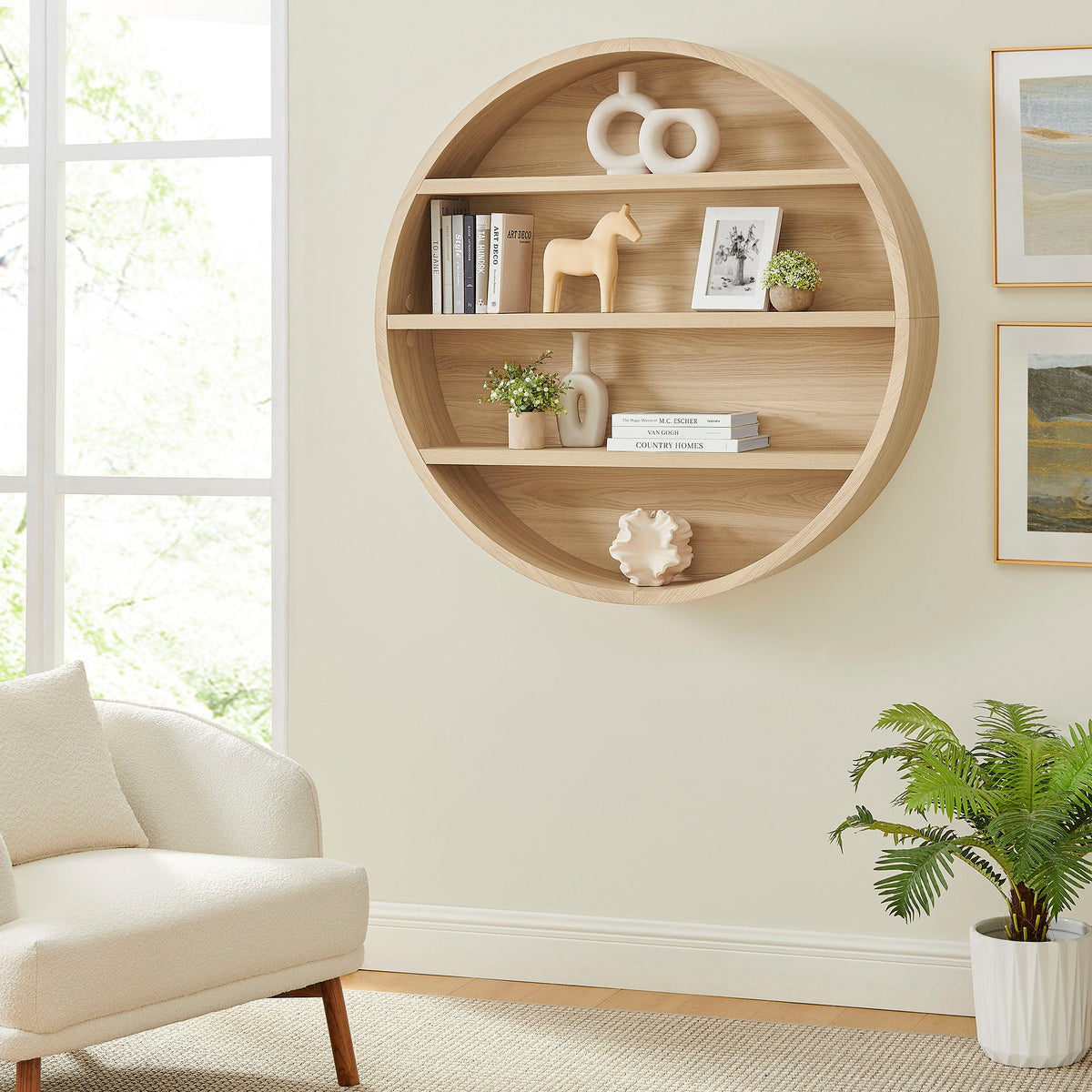 Romy 47" Round Wall Book Shelf