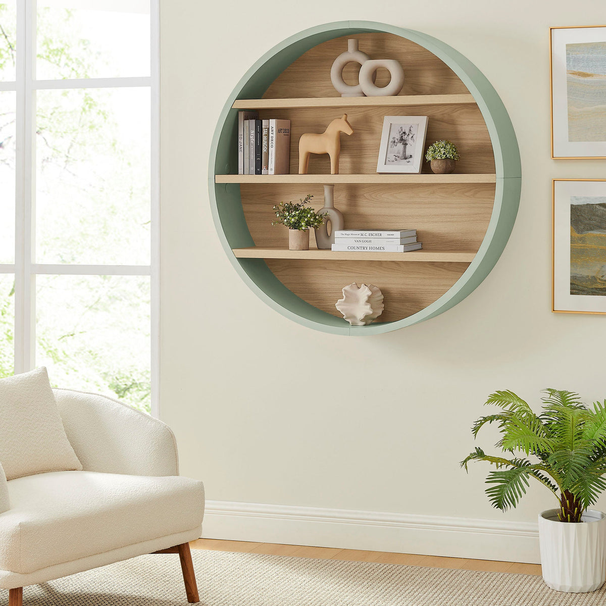 Romy 47" Round Wall Book Shelf