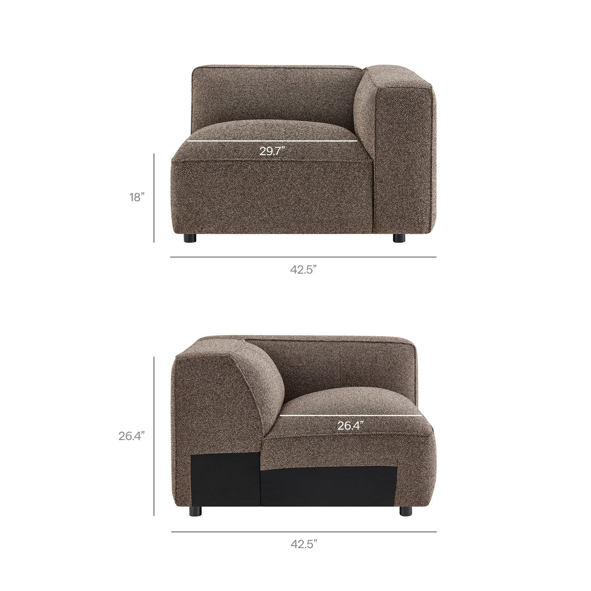 Auren Lattice Bouclé Upholstered Modular Right-Facing Arm Chair