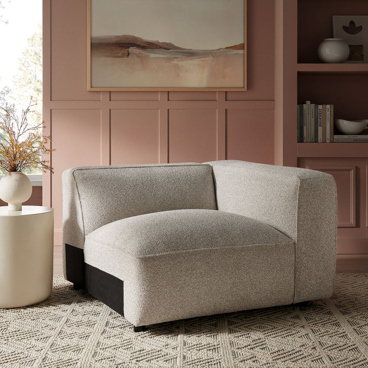 Auren Lattice Bouclé Upholstered Modular Right-Facing Arm Chair
