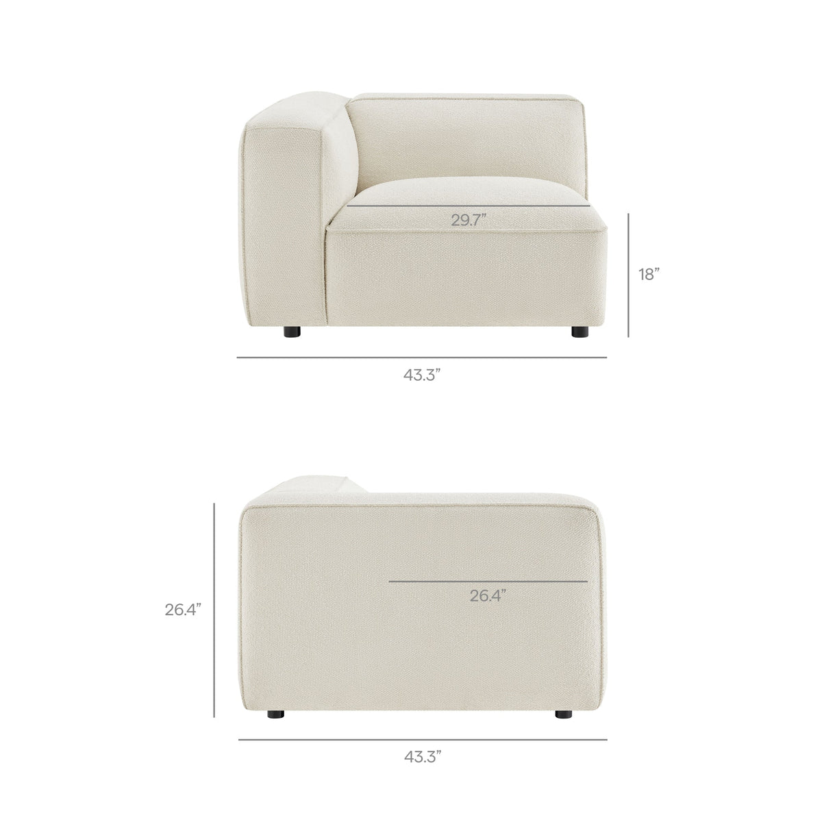 Auren Lattice Bouclé Upholstered Modular Left-Facing Arm Chair
