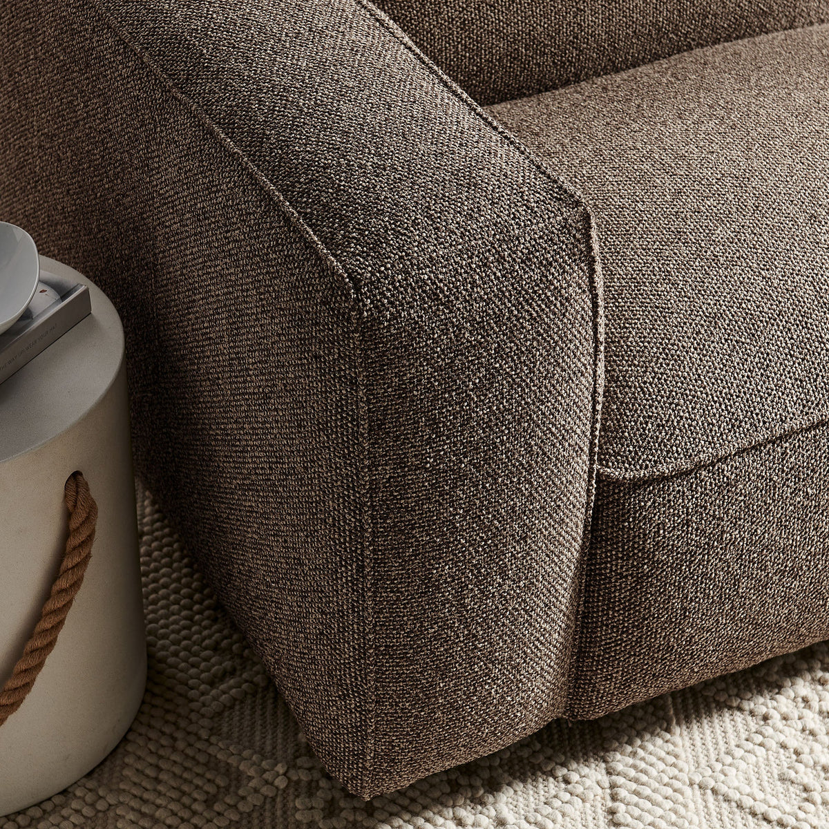 Auren Lattice Bouclé Upholstered Modular Left-Facing Arm Chair