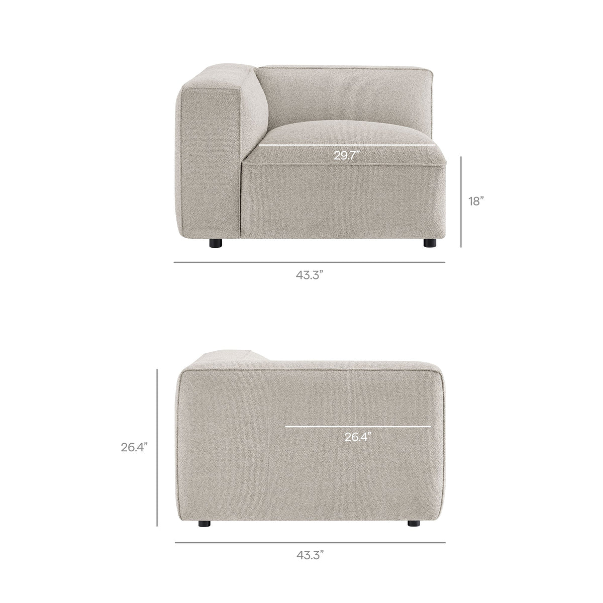 Auren Lattice Bouclé Upholstered Modular Left-Facing Arm Chair