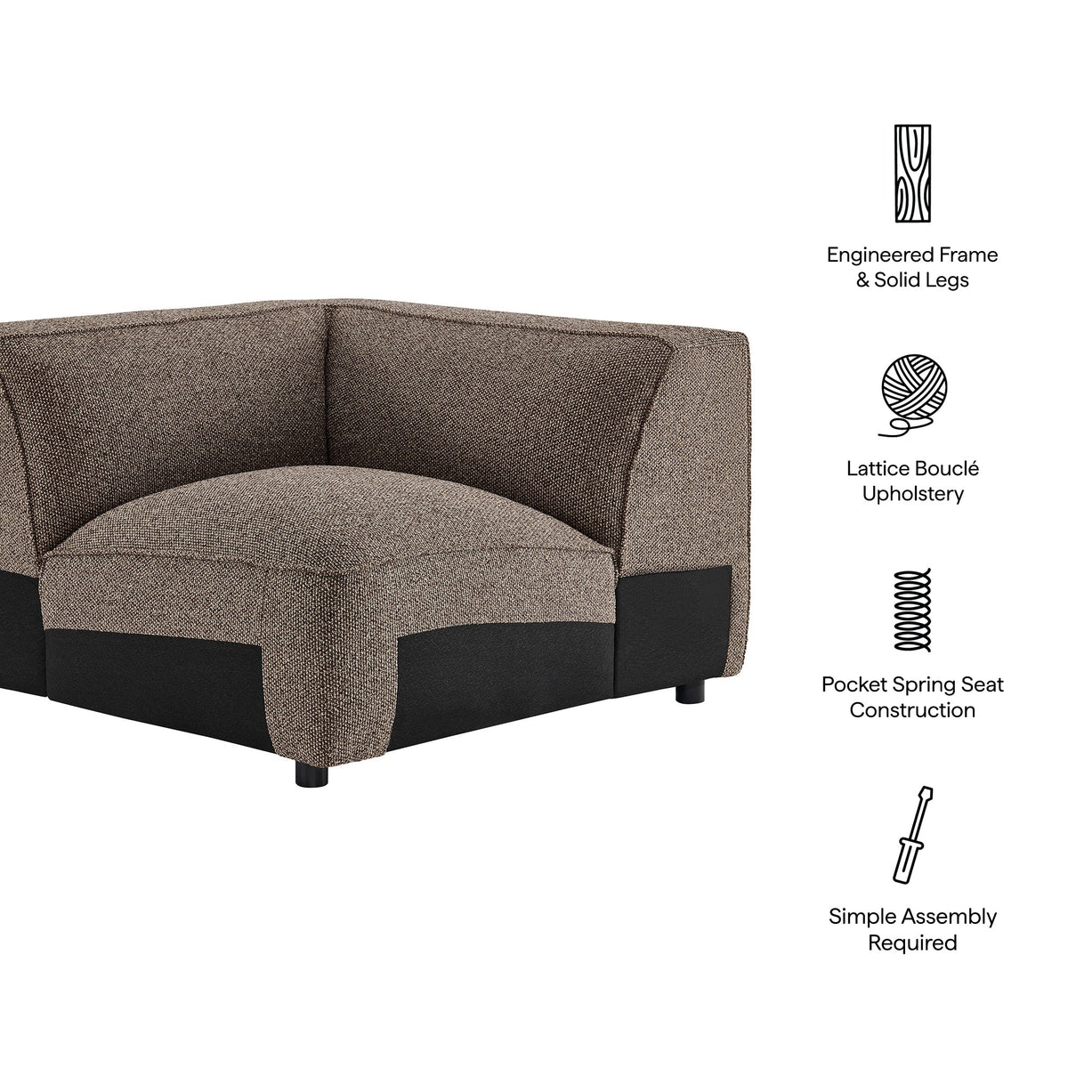 Auren Lattice Bouclé Upholstered Modular Corner Chair