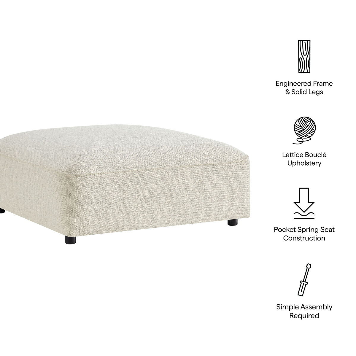 Auren Lattice Bouclé Upholstered Ottoman