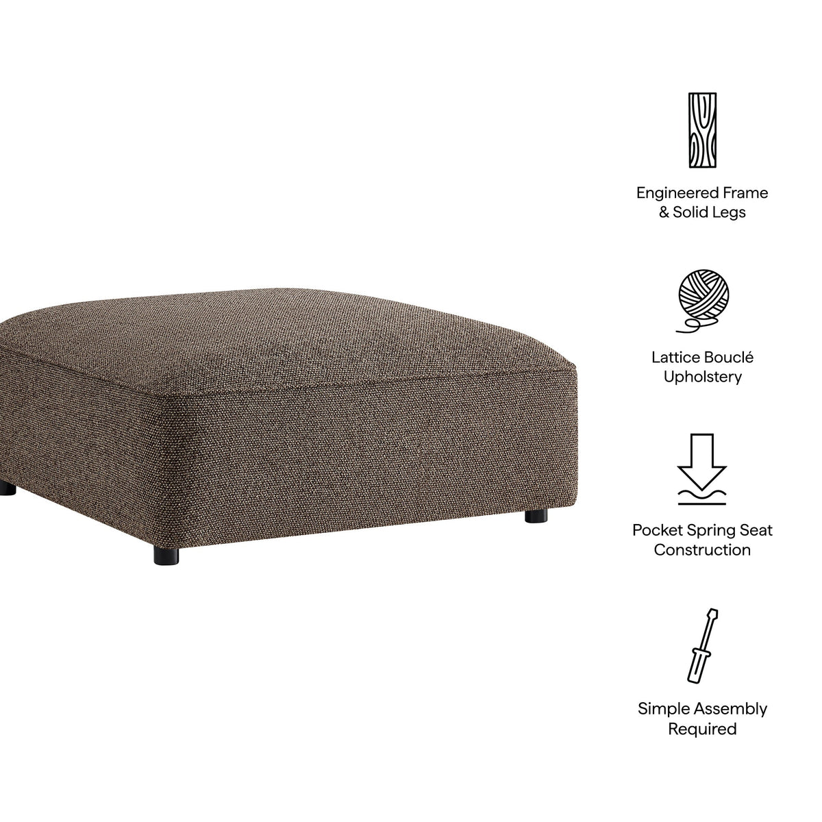 Auren Lattice Bouclé Upholstered Ottoman