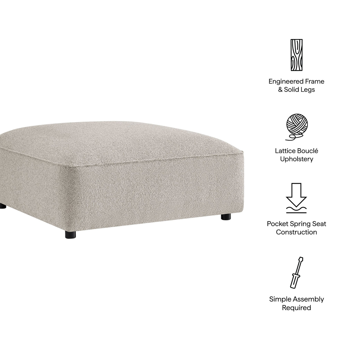 Auren Lattice Bouclé Upholstered Ottoman
