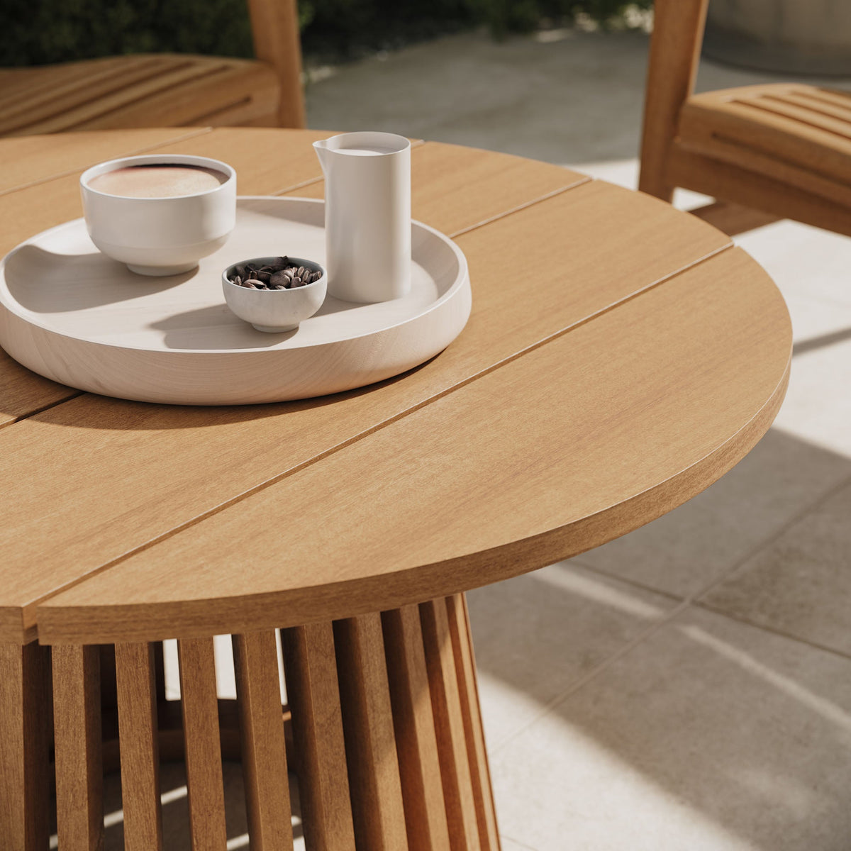 Lane 31 Inch Round Outdoor Teak Wood Coffee Table