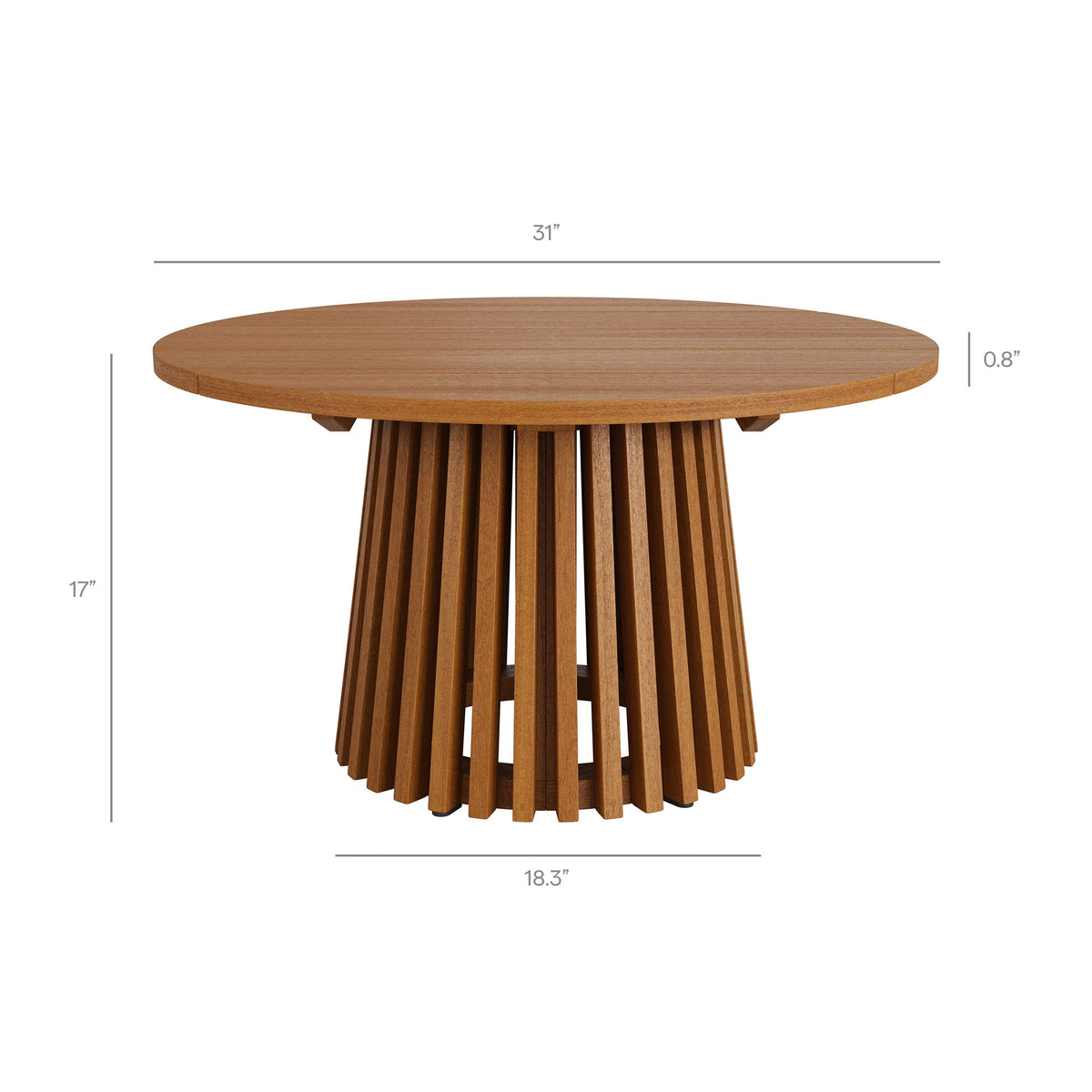 Lane 31 Inch Round Outdoor Teak Wood Coffee Table