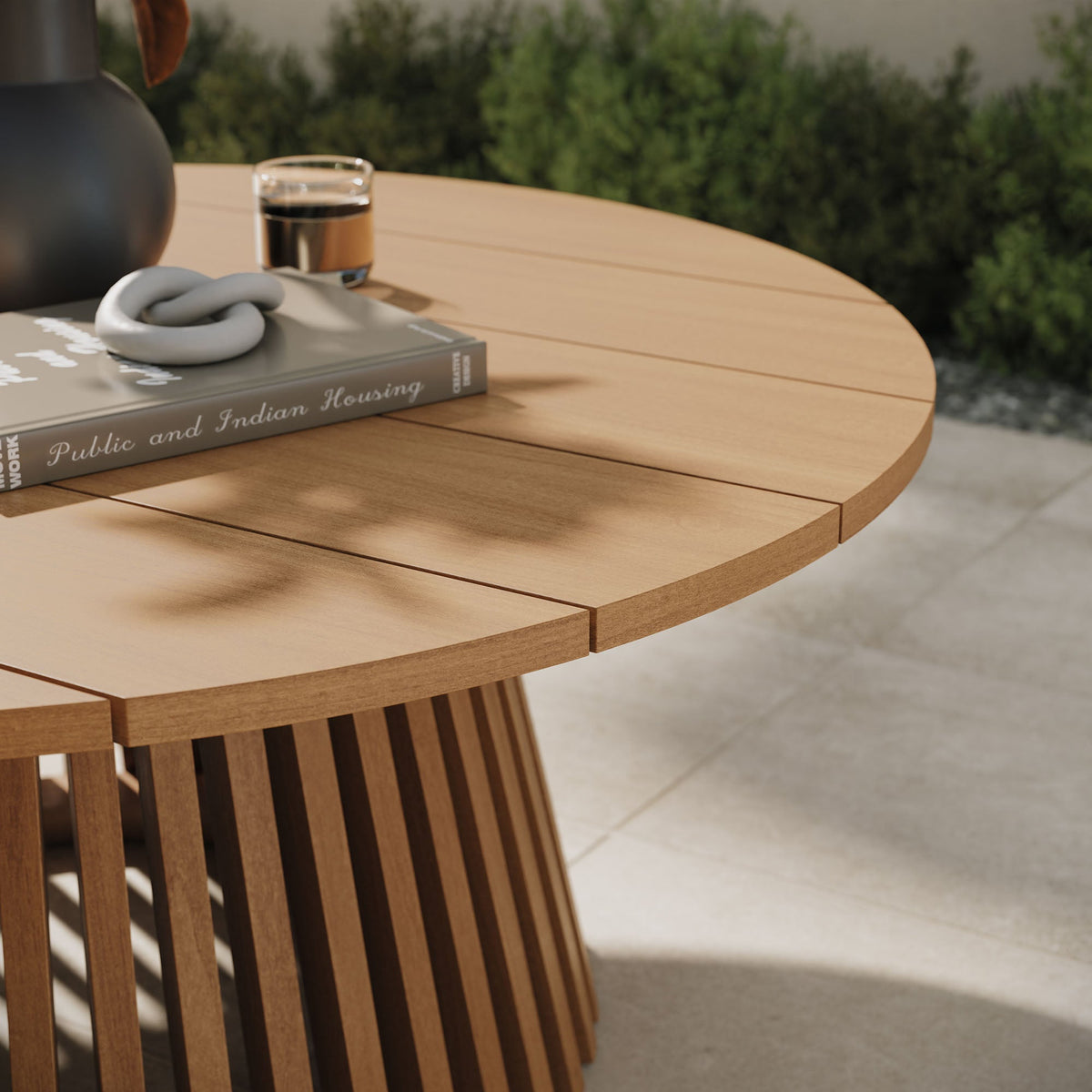 Lane 39 Inch Round Outdoor Teak Wood Coffee Table