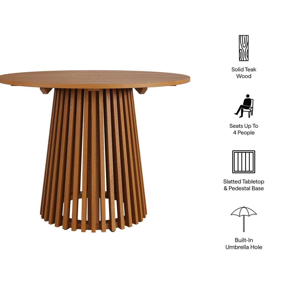 Lane 39 Inch Round Outdoor Teak Wood Dining Table