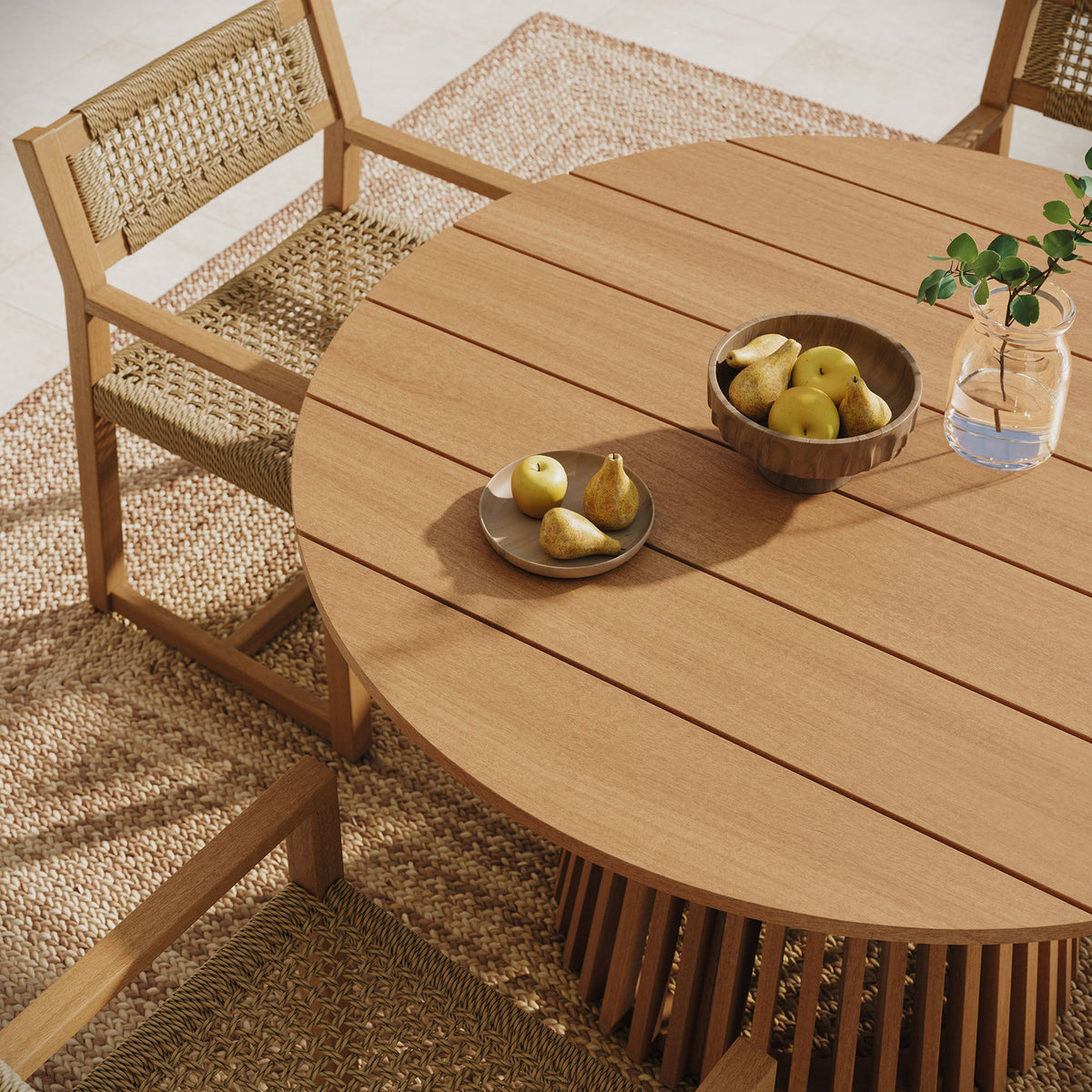 Lane 47 Inch Round Outdoor Teak Wood Dining Table