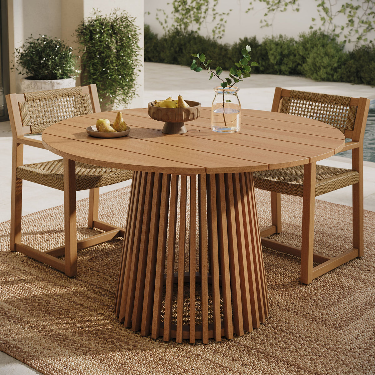 Lane 47 Inch Round Outdoor Teak Wood Dining Table