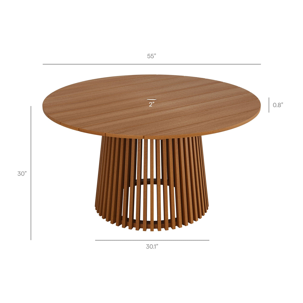 Lane 55 Inch Round Outdoor Teak Wood Dining Table