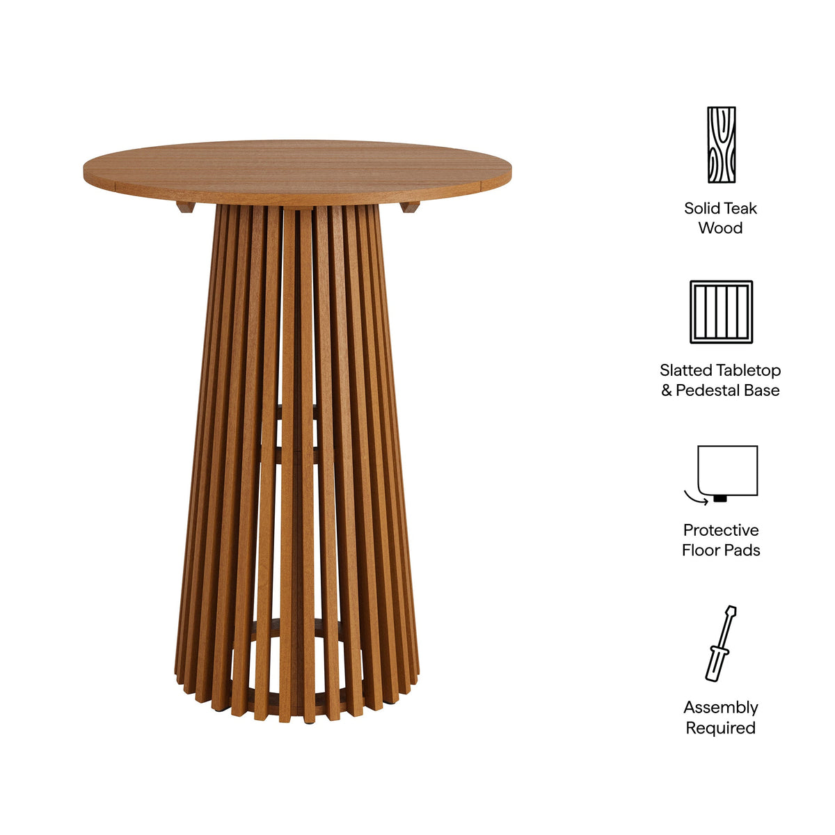 Lane 31 Inch Round Outdoor Teak Wood Bar Table