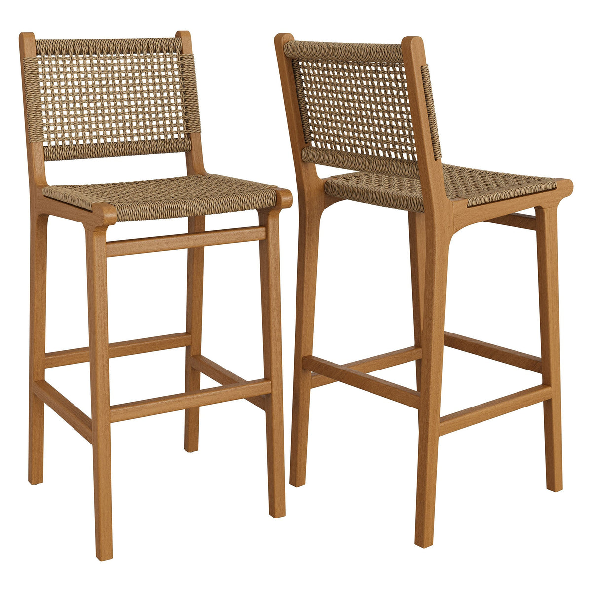 Rowe Outdoor Teak Wood Bar Chairs Set of 2