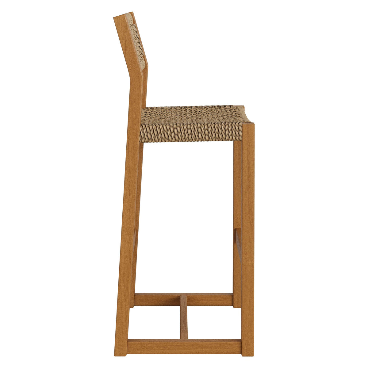 Reed 44 Inch Outdoor Outdoor Teak Wood Rattan Bar Stool