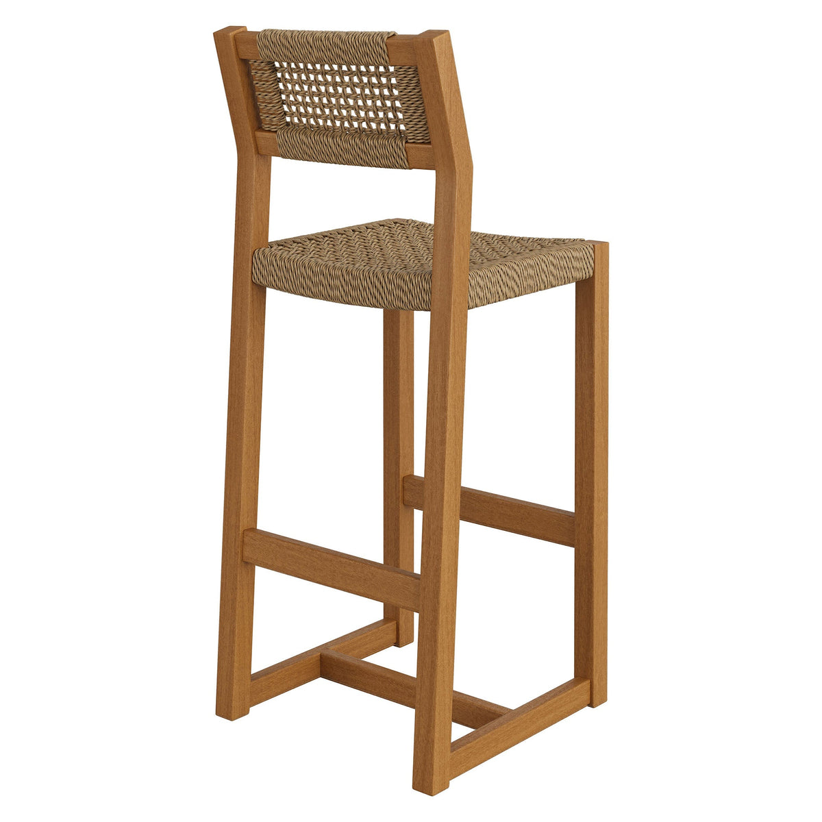 Reed 44 Inch Outdoor Outdoor Teak Wood Rattan Bar Stool
