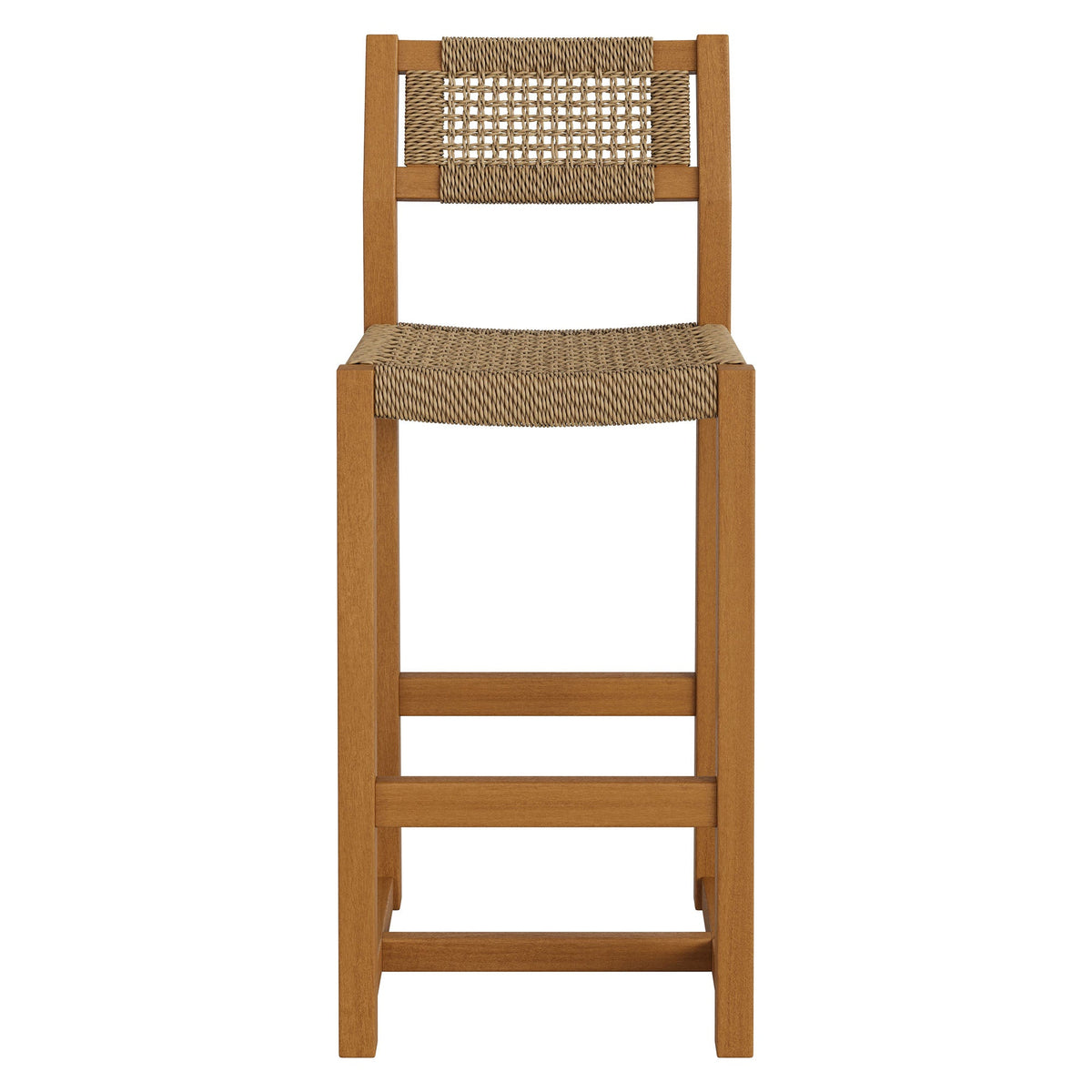Reed 44 Inch Outdoor Outdoor Teak Wood Rattan Bar Stool