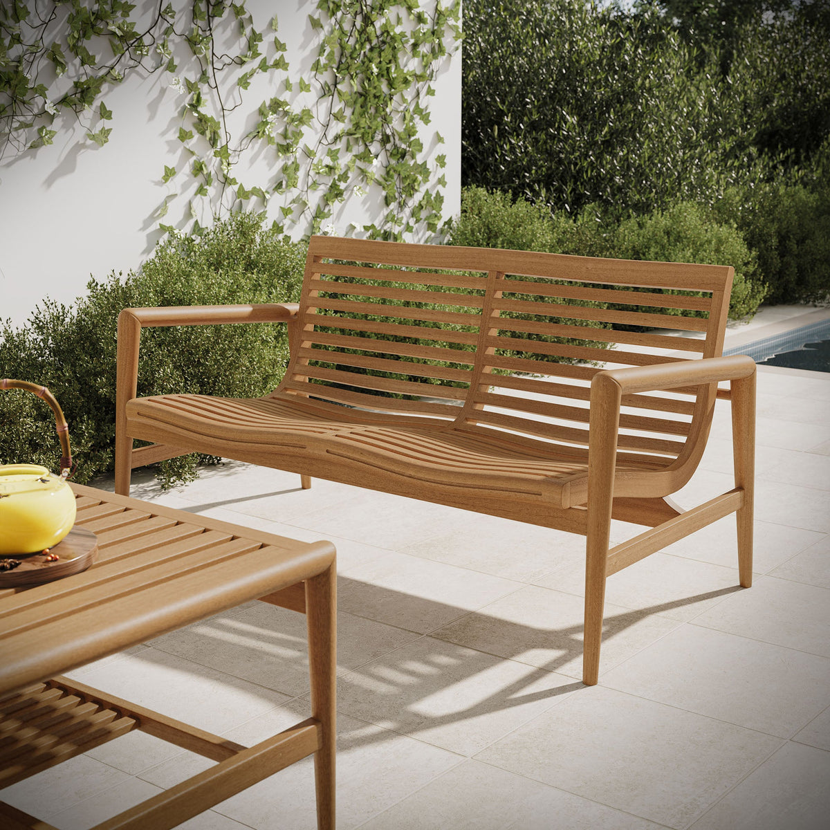 Hayden 56 Inch Outdoor Teak Wood Loveseat