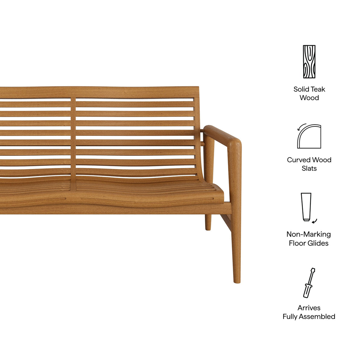 Hayden 56 Inch Outdoor Teak Wood Loveseat