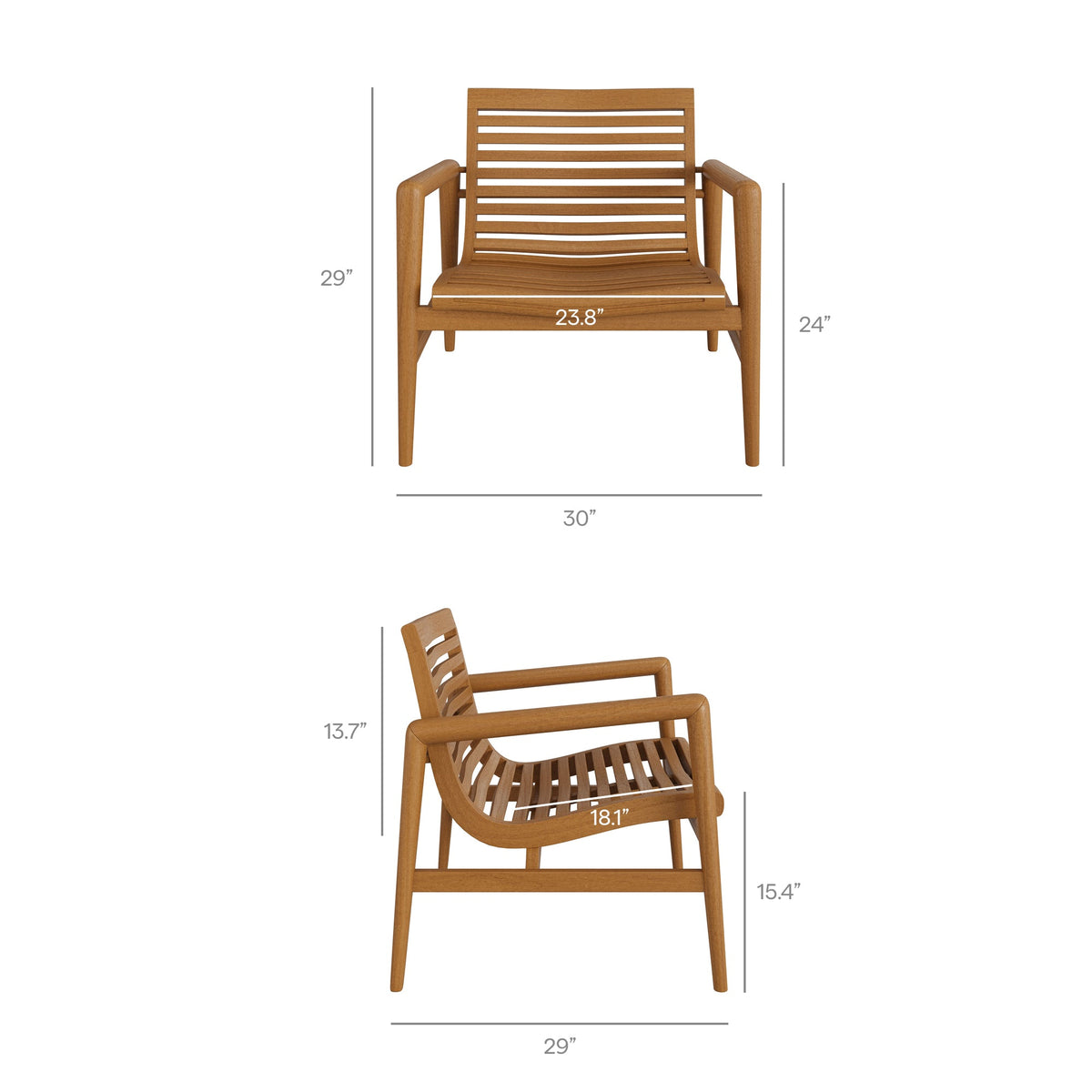 Hayden Outdoor Teak Wood Armchair