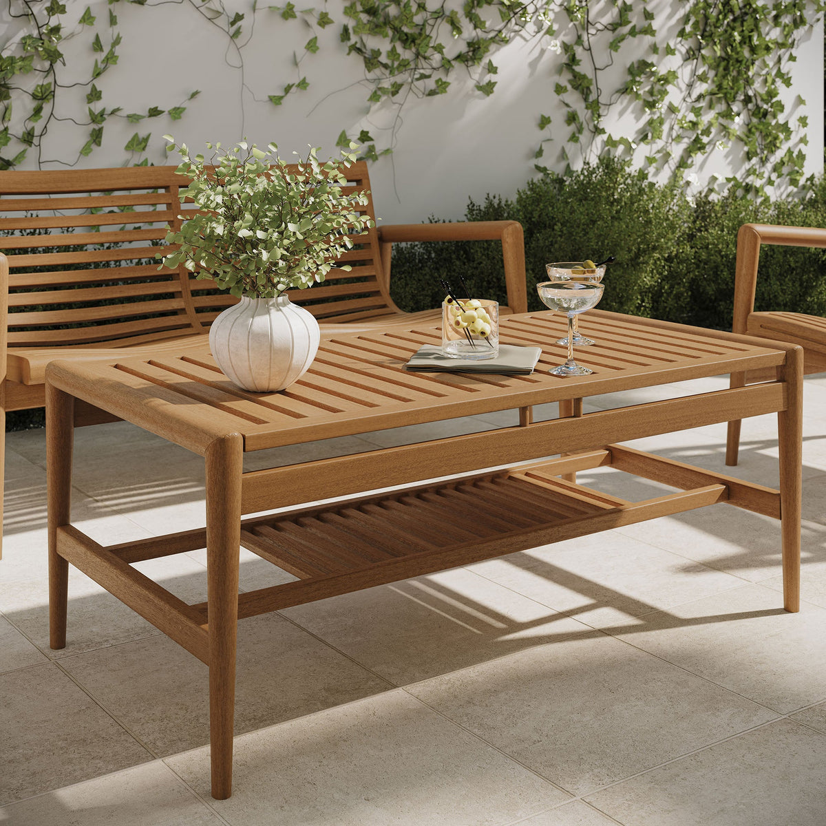 Hayden 46 Inch Outdoor Teak Wood Coffee Table