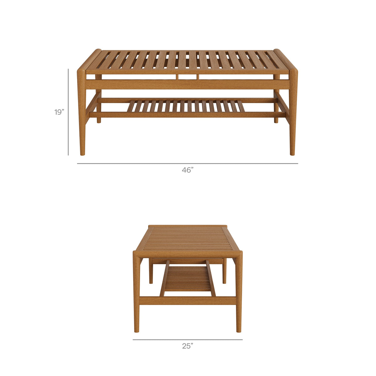 Hayden 46 Inch Outdoor Teak Wood Coffee Table