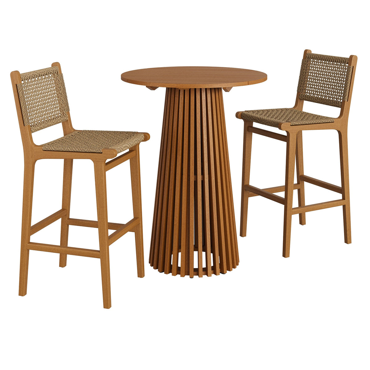Rowe 3-Piece Outdoor Teak Wood Bar Set